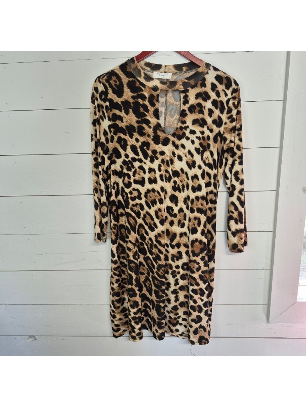 Janette USA Leopard Print Keyhole Neck Dress Size 1x - Picture 1 of 6